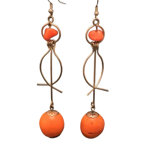 Avant Garde, Vintage  Natural Stone Drop Earrings - Picture 1 of 2